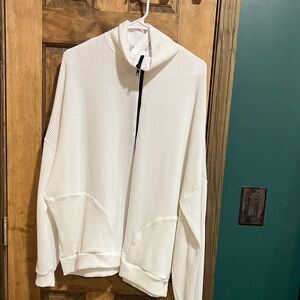 Women's White Zip-Up Blouse